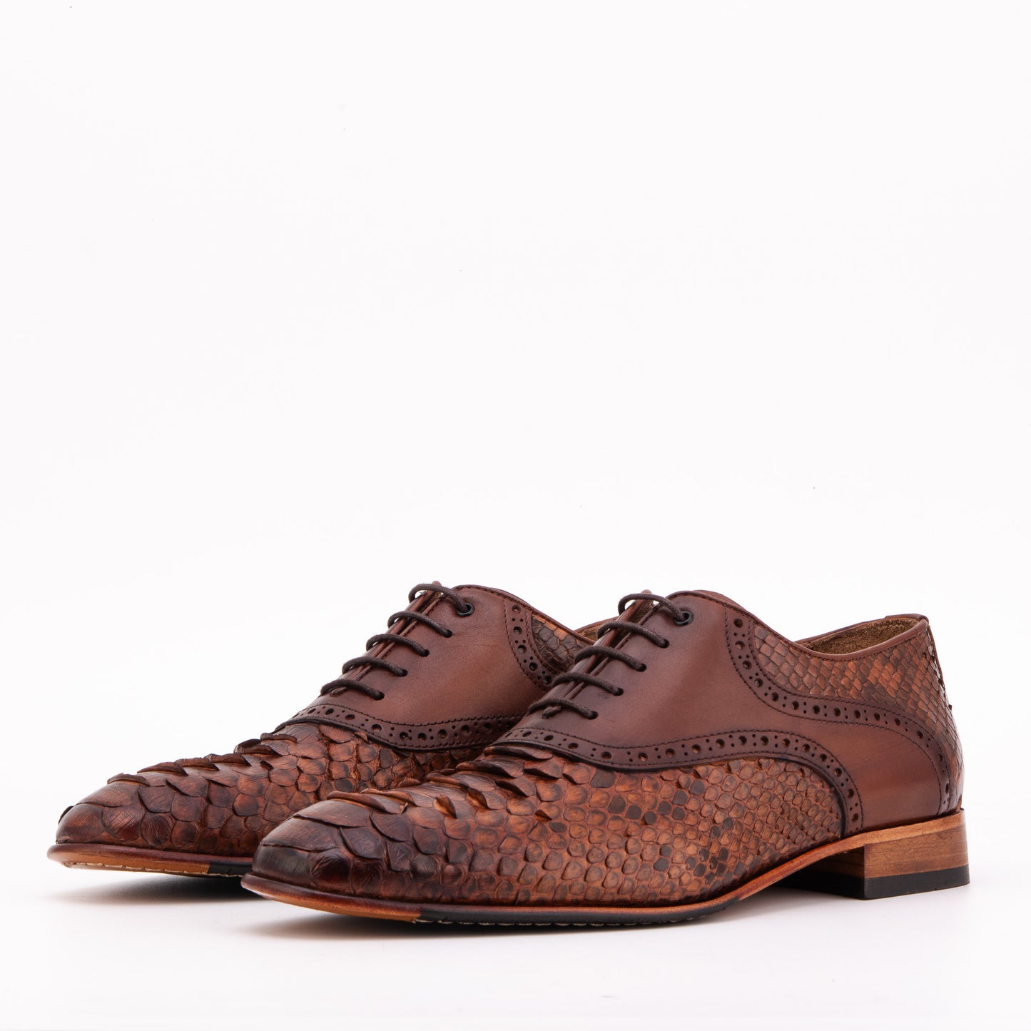 The Varenne Tan Pythn Leather Oxford Men Shoe