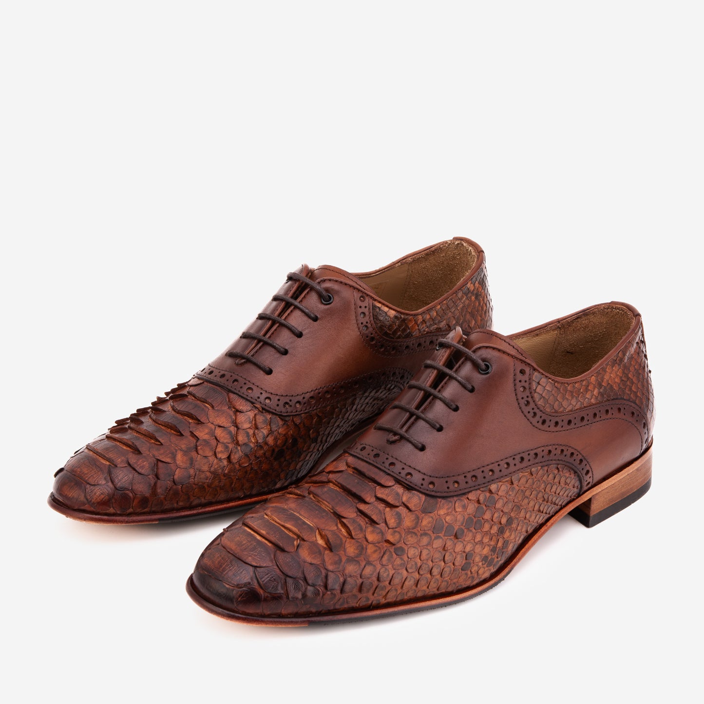 The Varenne Tan Pythn Leather Oxford Men Shoe