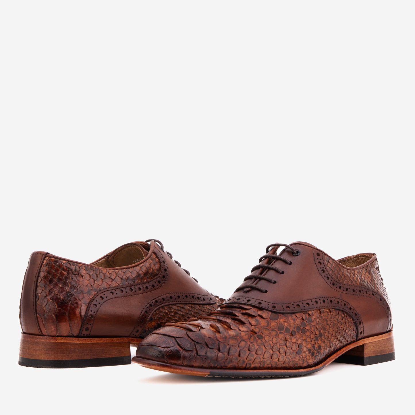The Varenne Tan Pythn Leather Oxford Men Shoe