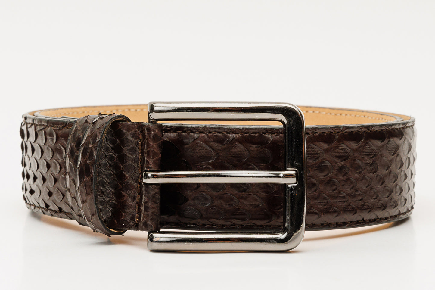 The Boss Brown python Sneak  Leather Leather Belt