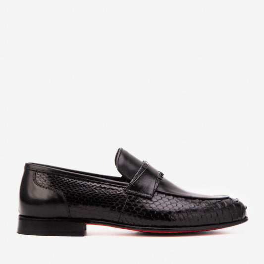 The Aurelio Black Python & Baby Buffalo Leather Penny Loafer