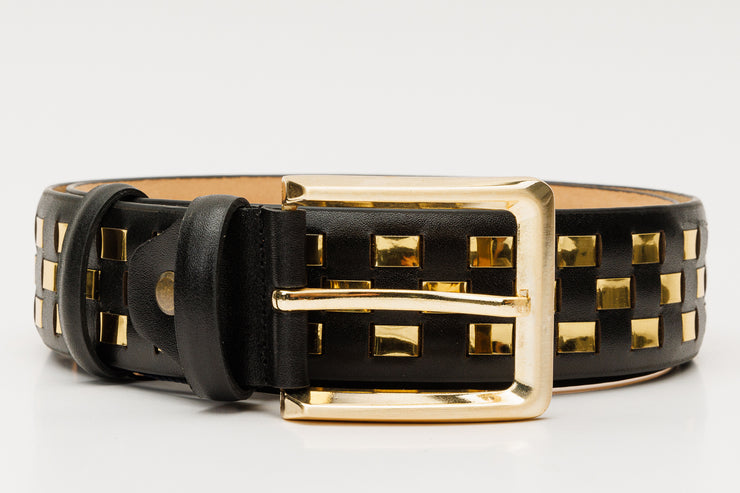 The Mackenzie Black & Gold Woven Leather Belt