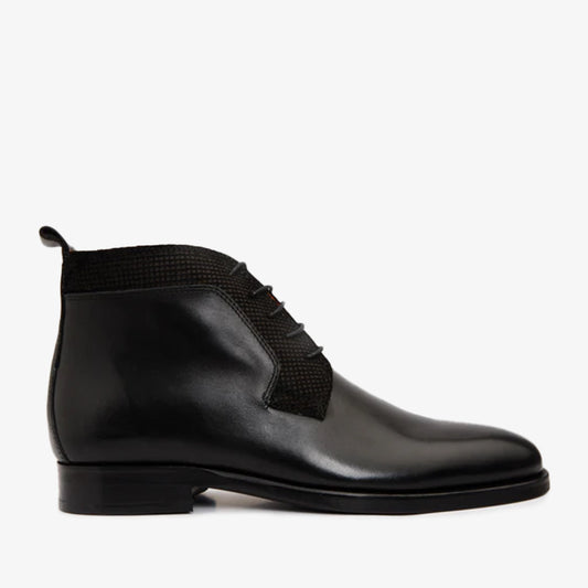 The Romto Black Leather Derby Lace-Up Men Boot With a Zipper