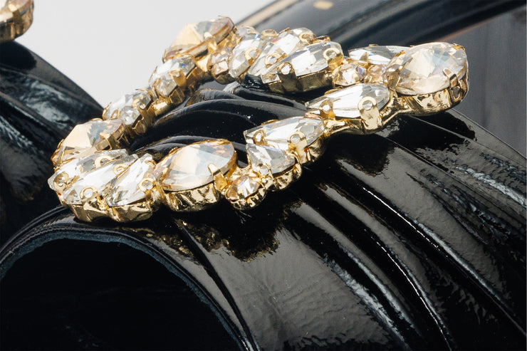 The Micro Black Leather Sandal