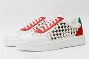 The Messina White & Gold Woven Leather Sneaker