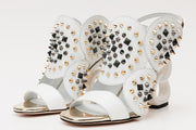 The Infanta White Spike Leather Ankle Strap Sandal