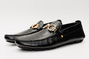 The Pisa Black Leather Bit Drive Loafer Shoe