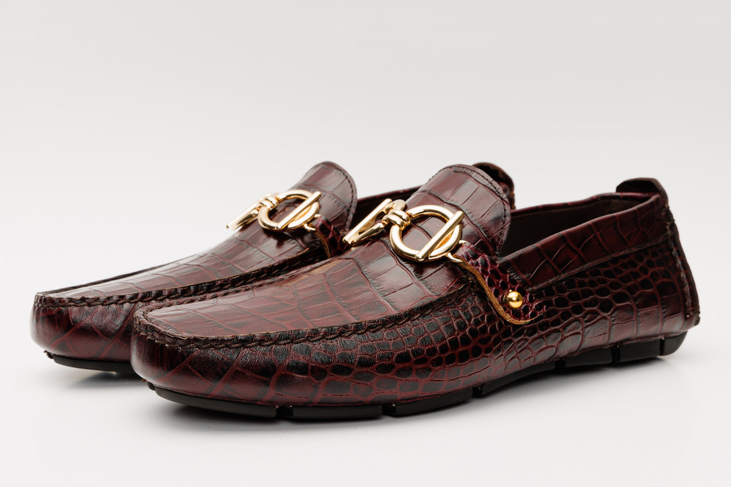 The Pisa Burgundy Leather Bit Drive Loafer Men Shoe