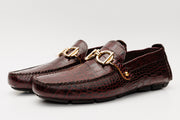 The Pisa Burgundy Leather Bit Drive Loafer Shoe