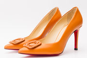 The Maneadero Orange Leather Pump Fuchsia Sole