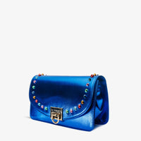 El bolso de mano de piel azul Caris Sax