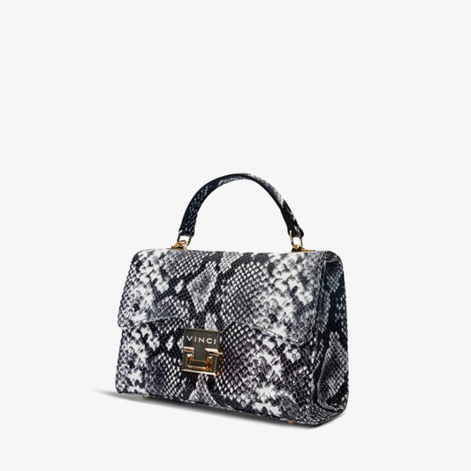 The Venezia Black & White Leather Handbag
