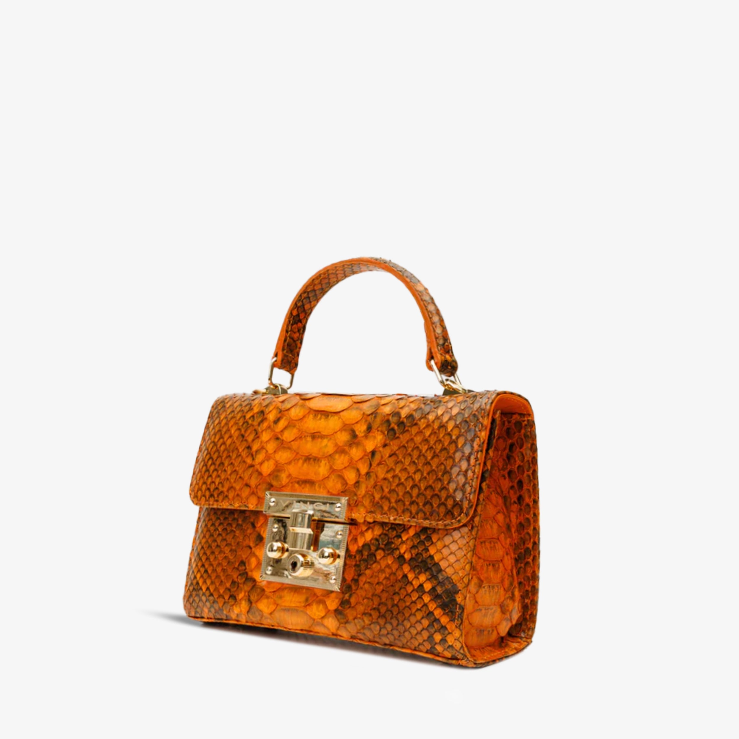 The Queen Orange Pythn Leather Handbag