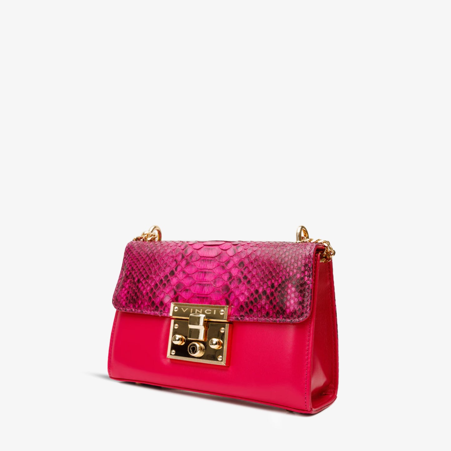Bolso de mano de piel de pitón fucsia Toskana