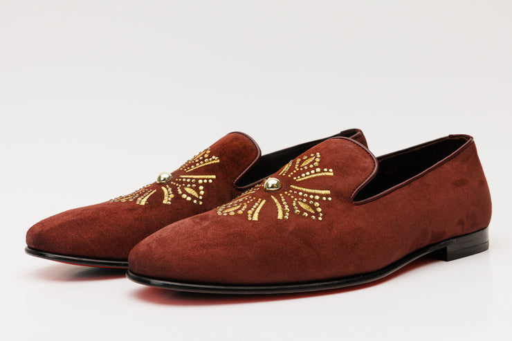 The Lazio Shoe Burgundy Suede Slip-on  Loafer