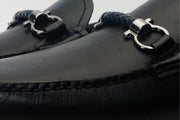 Pavia Black Leather Bit Drive Loafer Shoe