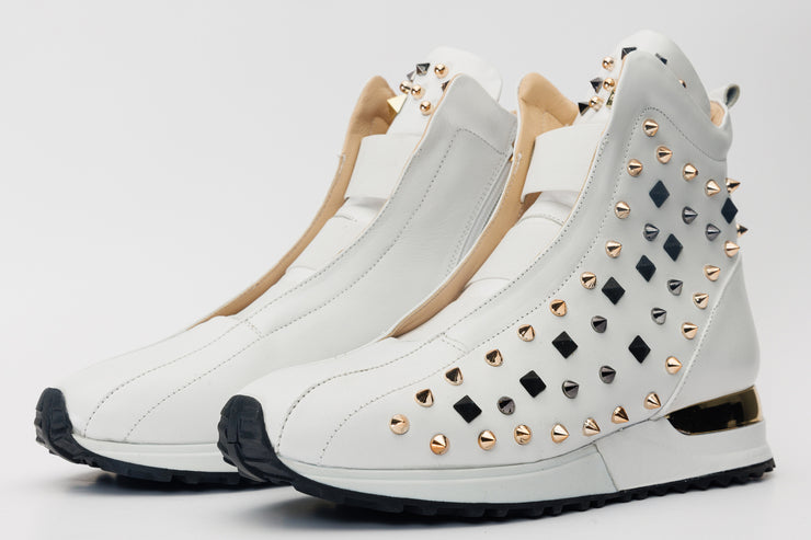 The Infanta High-Top White Spike Leather Sneaker Limited Edition For Men