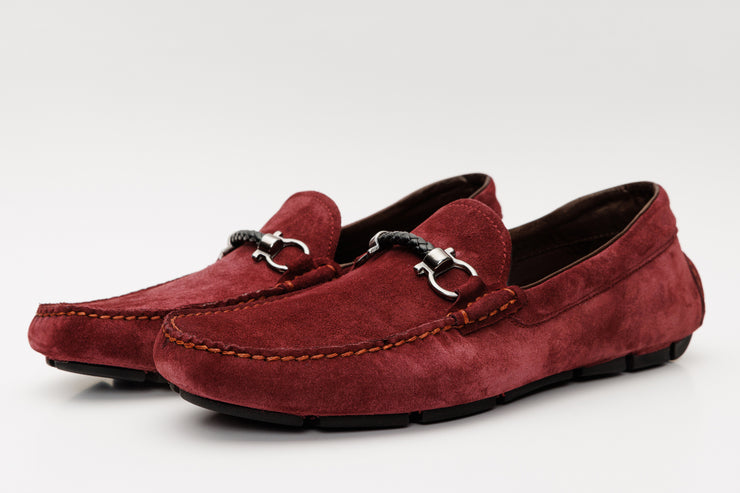 The Bari Burgundy Sued Leather Bit Drive Loafer