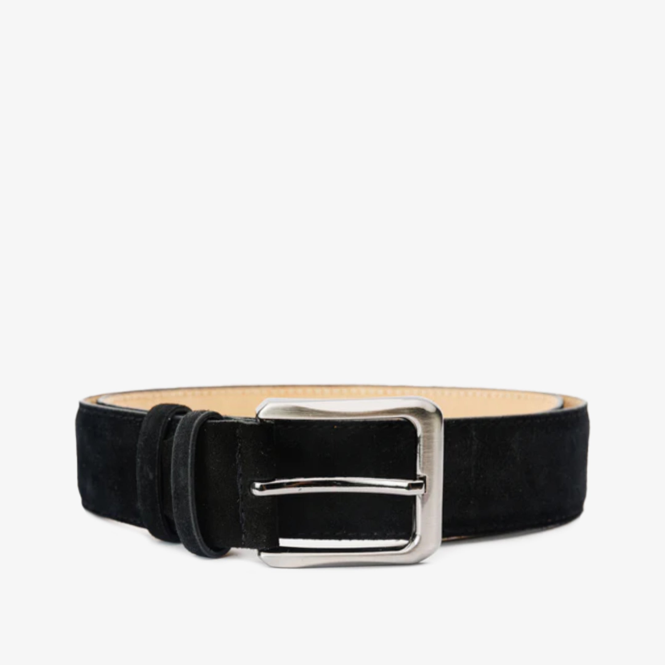 The Bari Black Suede Leather Belt