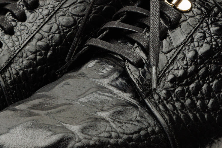 The Bomba Black Crocodile Leather Sneaker