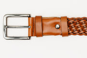 The Grand Woven Brown Color Leather Belt