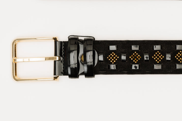 The Vicino Black Leather Belt 38