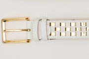 The Mackenzie White & Gold Woven Leather Belt