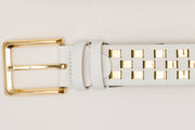 The Mesina White & Gold Woven Leather Belt