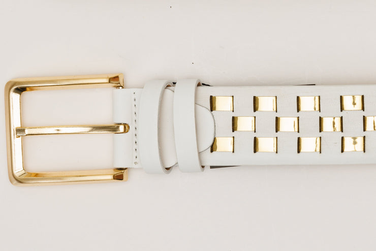 The Mesina White & Gold Woven Leather Belt