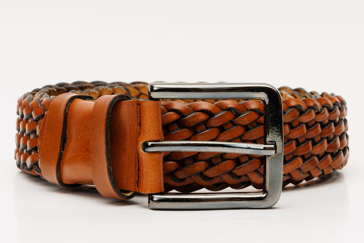 The Grand Woven Brown Color Leather Belt