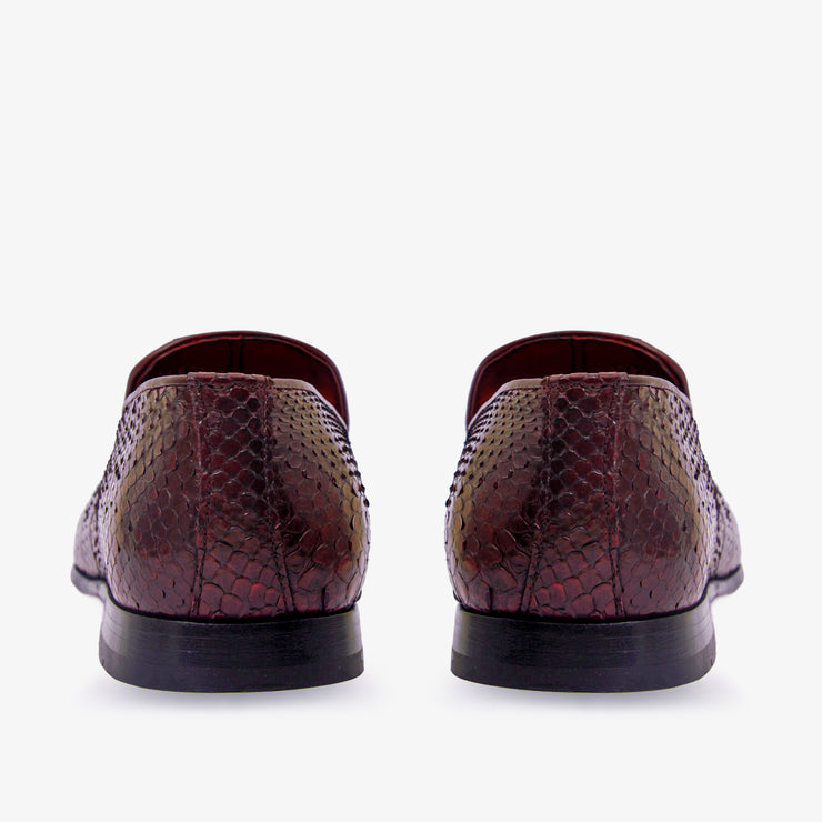 The Bethesda Burgundy Pyhtn Skin Leather Tassel Loafer Shoe