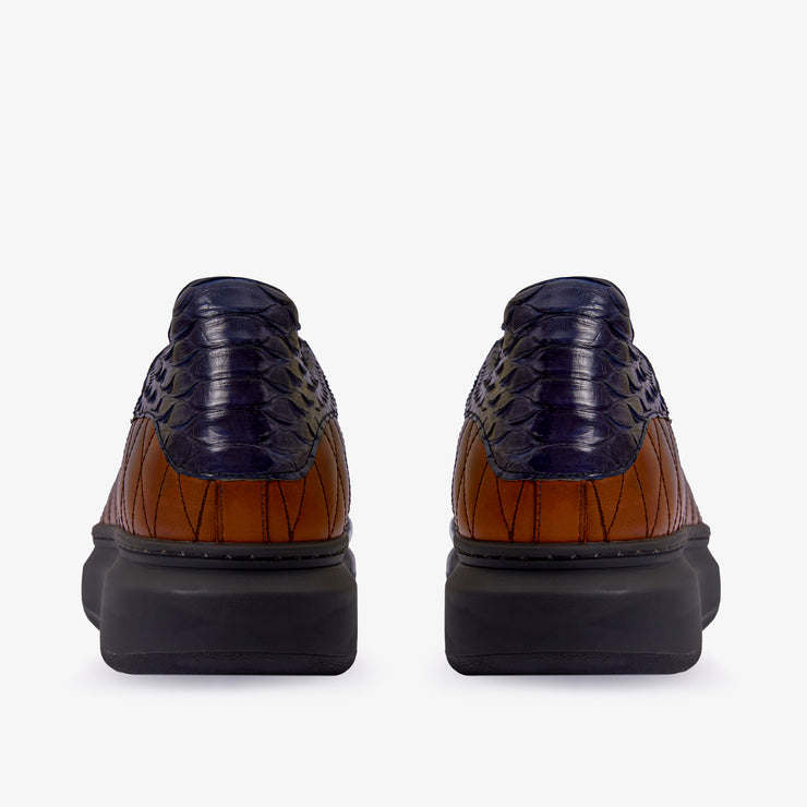 The Bald Pyht  Snk Skin Tan & Navy Sneaker