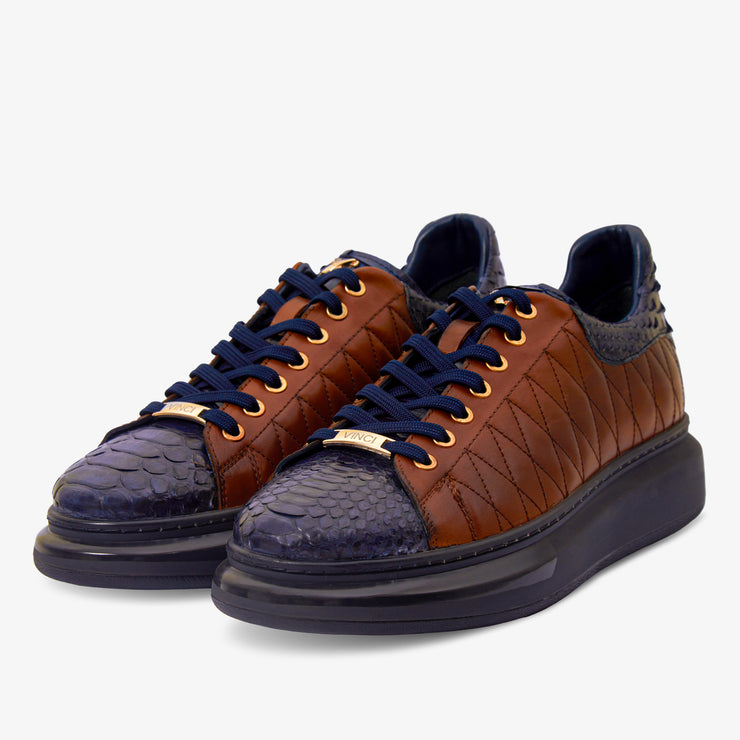 The Bald Pyht  Snk Skin Tan & Navy Sneaker