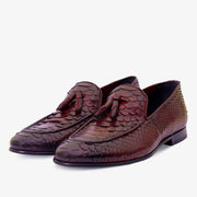 The Bethesda Burgundy Pyhtn Skin Leather Tassel Loafer Shoe