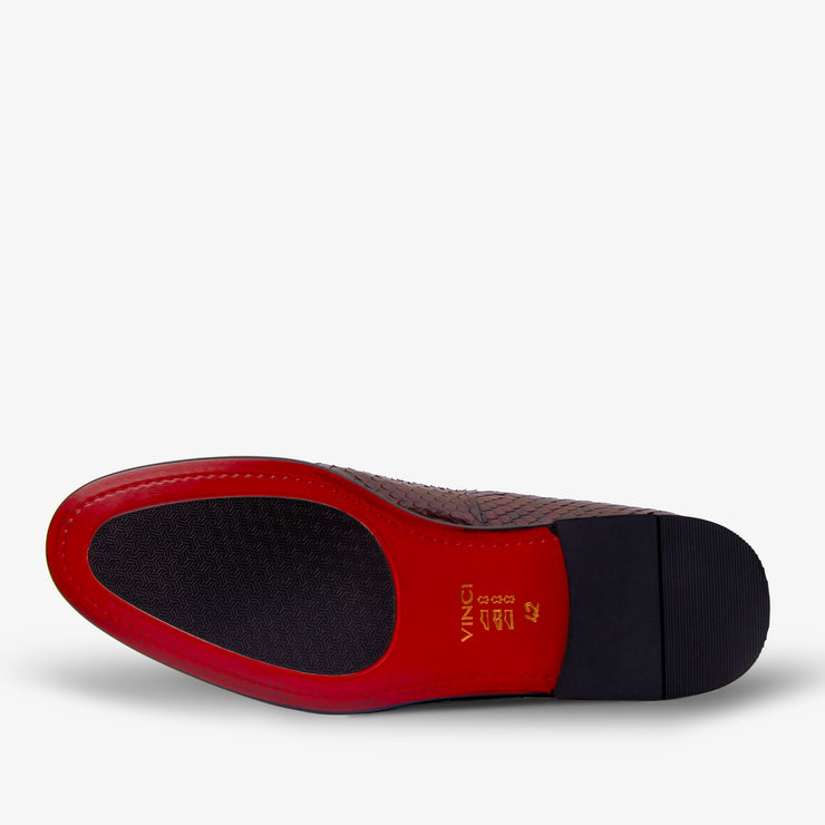 The Bethesda Burgundy Pyhtn Skin Leather Tassel Loafer Shoe