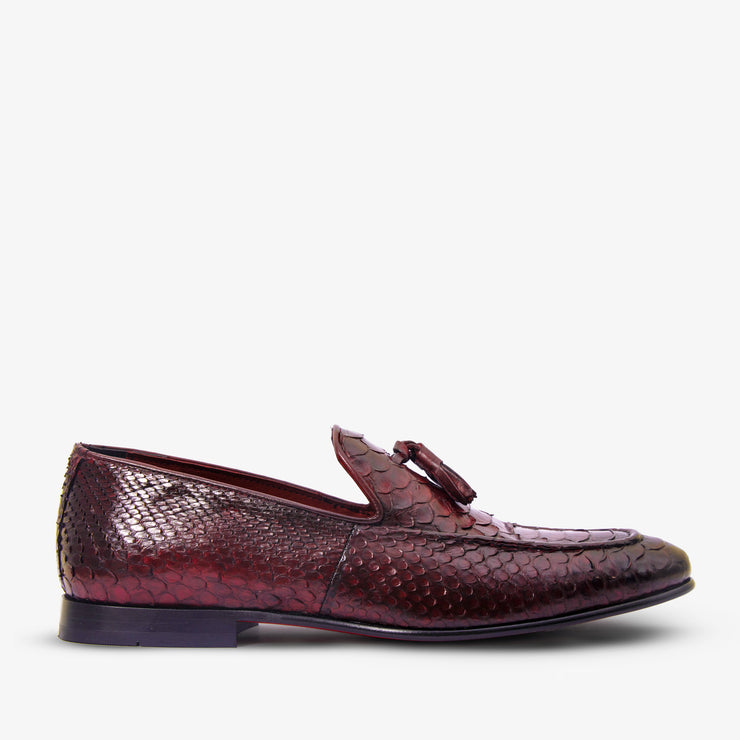 The Bethesda Burgundy Pyhtn Skin Leather Tassel Loafer Shoe