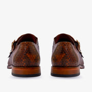 The Bishkek Tan Leather Cap Toe Double Monk Strap Shoe