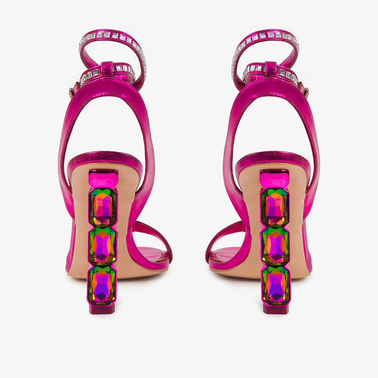 The Torola Fuchsia Stony Heel Leather Sandal