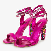 The Torola Fuchsia Stony Heel Leather Sandal