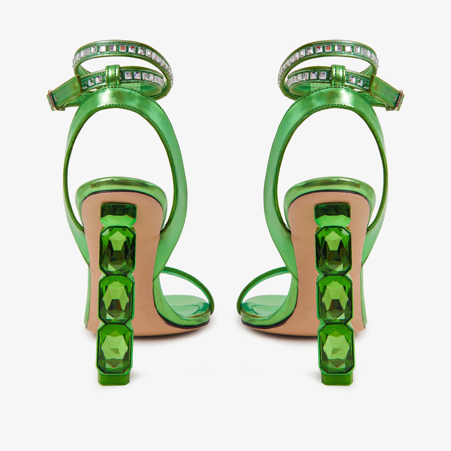 The Torola Green Stony Heel Leather Women Sandal