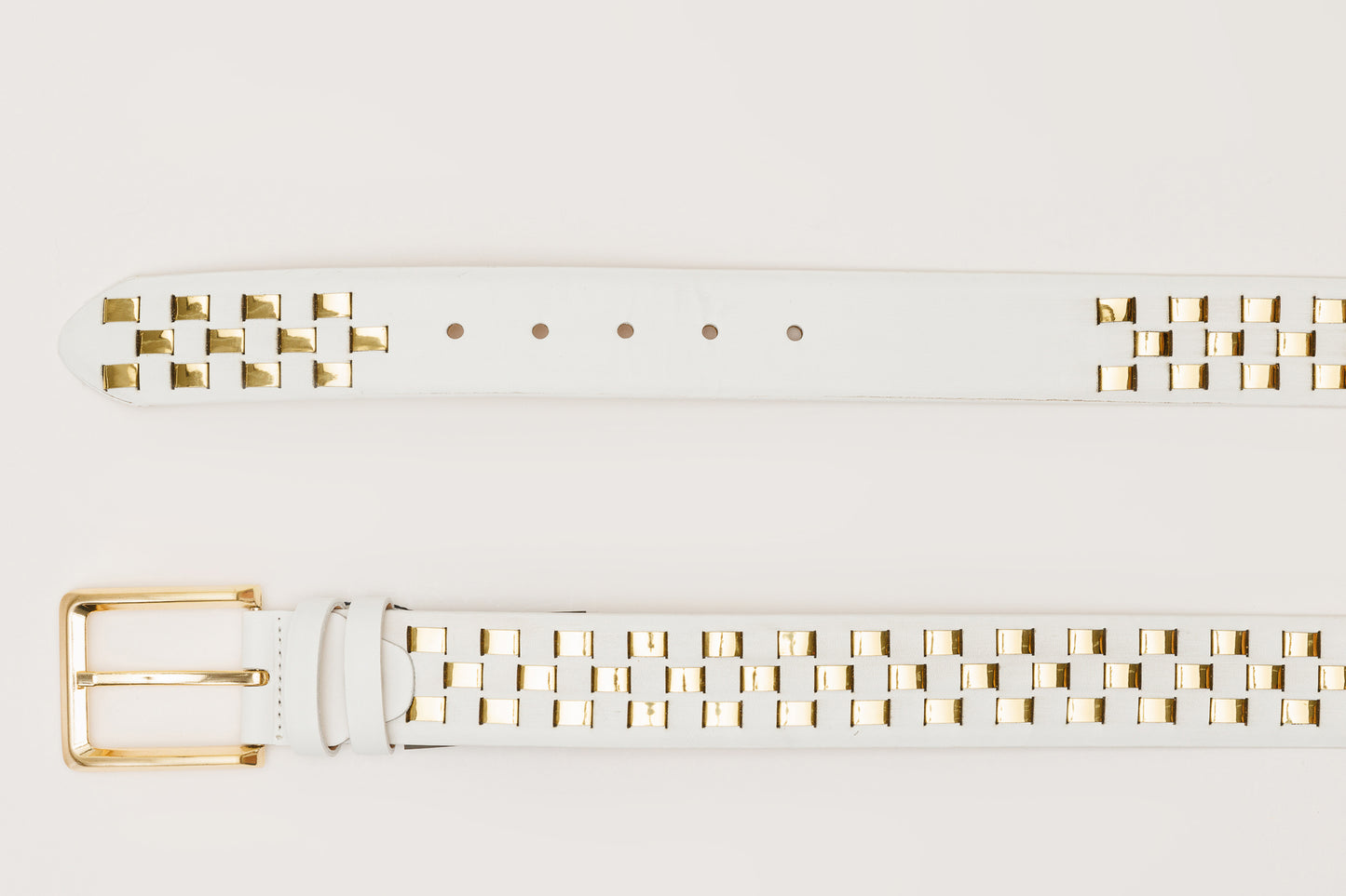 The Mackenzie White & Gold Woven Leather Belt