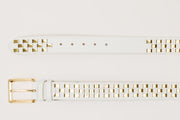 The Mesina White & Gold Woven Leather Belt
