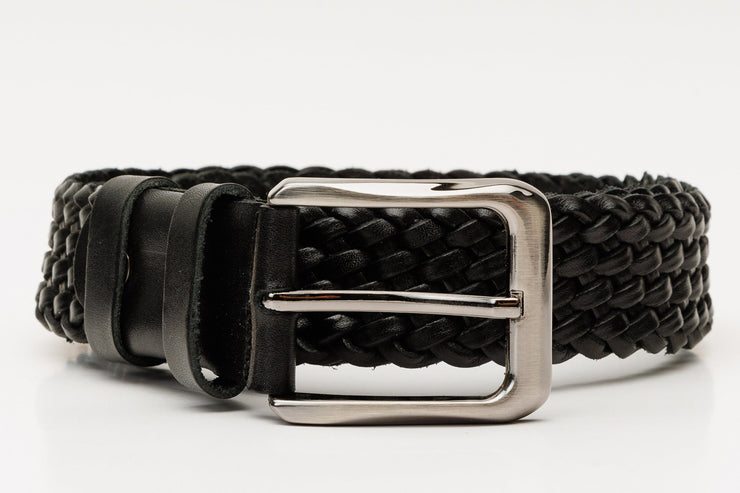 The Mclean Woven Black Color Leather Belt
