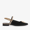 The Rosalinda Black Leather Women Flat Slingback Sandal
