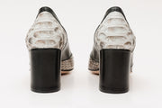 The Toskana Black & Natural Pythn Leather Block Heel Pump