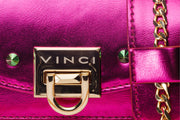 CARIS FUSHIA  LEATHER  HANDBAG