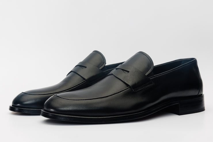 The Marinka Black Leather Shoe Penny Loafer
