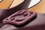 The Maneadero Dark Purple Leather Pump Fuchsia Sole
