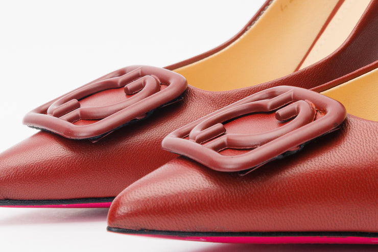 The Maneadero Dark Red Leather Pump Fuchsia Sole