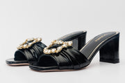 The Micro Black Leather Sandal